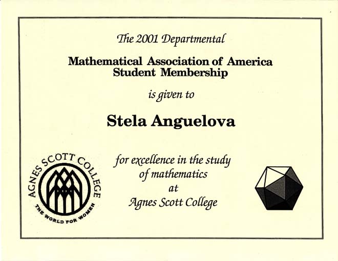 MAA award 2001
